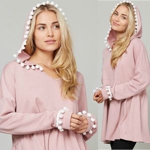 Pink hooded tunic top